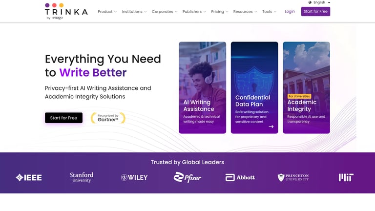 Trinka website homepage screenshot