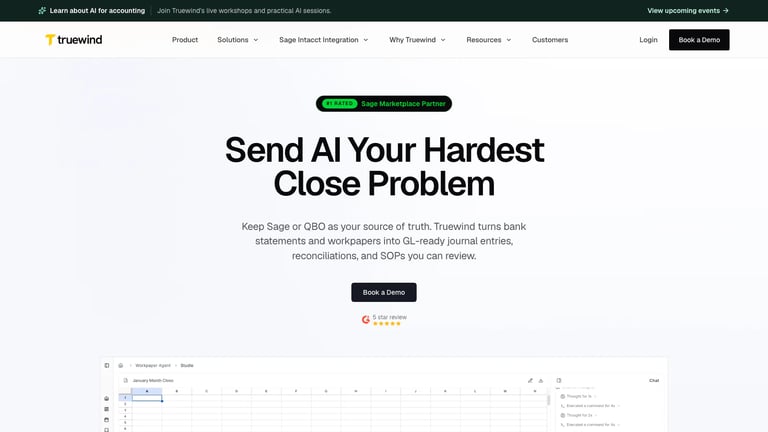 Truewind website homepage screenshot