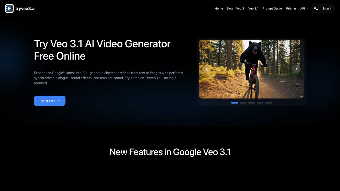 Try Veo 3 AI website homepage screenshot