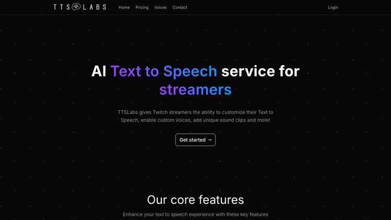 TTSLabs website homepage screenshot