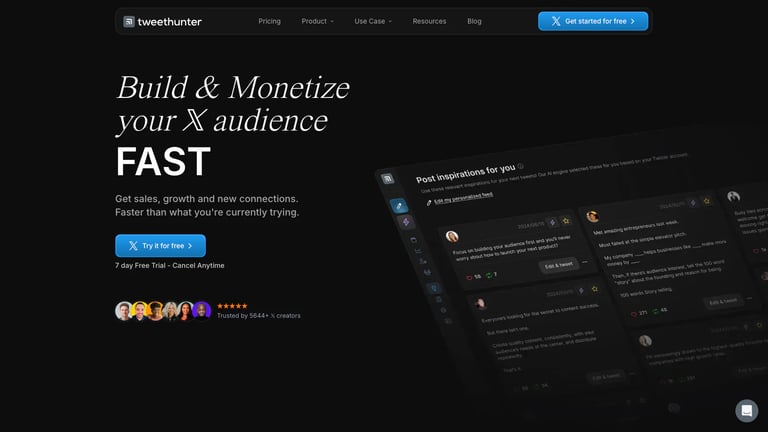 Tweet Hunter website homepage screenshot
