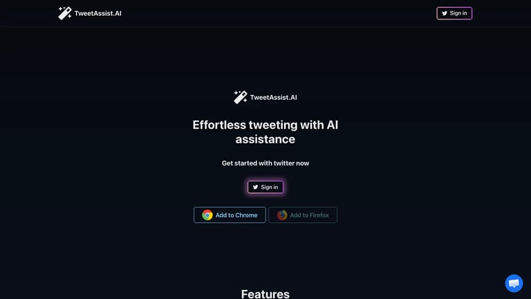 TweetAssist.AI website homepage screenshot
