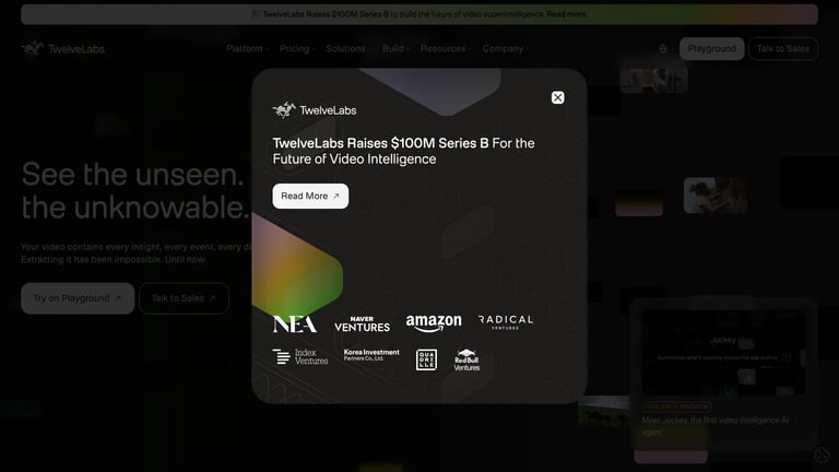 TwelveLabs website homepage screenshot