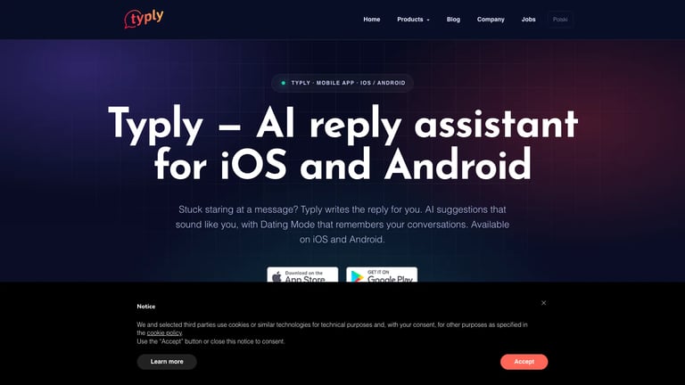 Typly website homepage screenshot