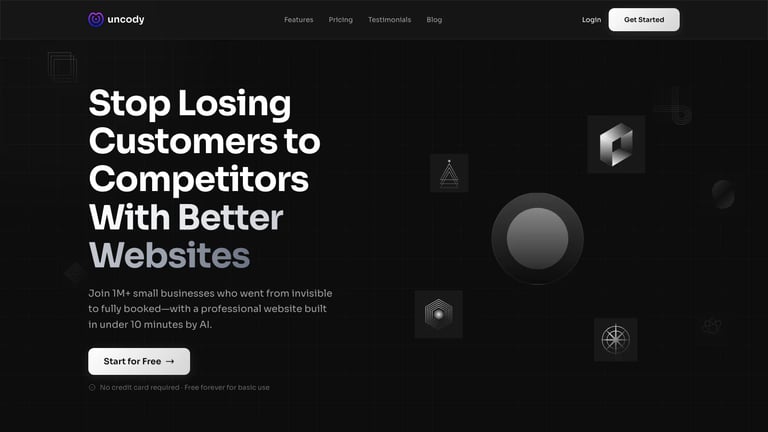 Uncody website homepage screenshot