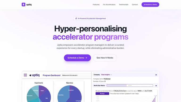 Uptiq website homepage screenshot