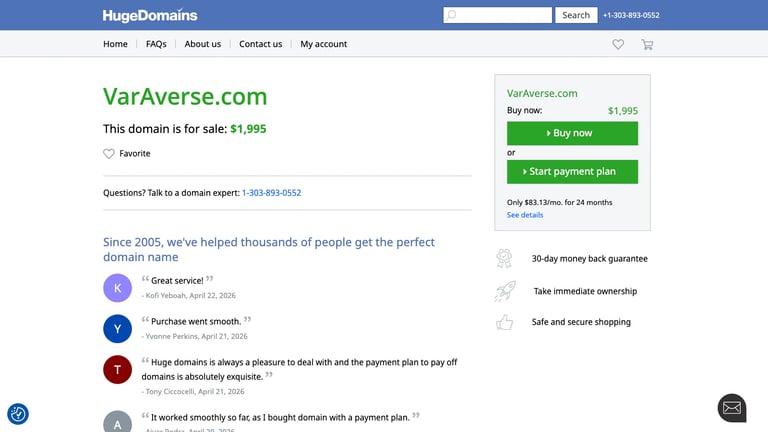 VarAverse website homepage screenshot