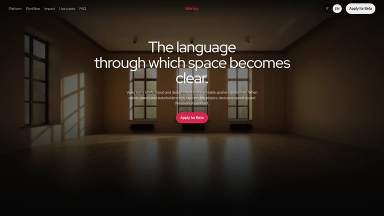 Versy website homepage screenshot