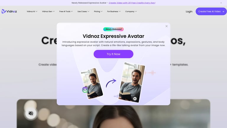 Vidnoz website homepage screenshot