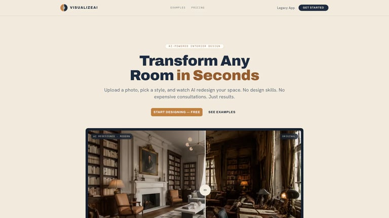 VisualizeAI website homepage screenshot