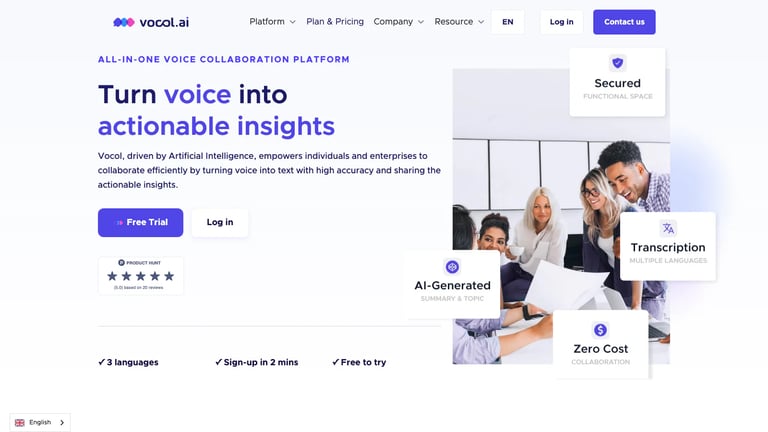 Vocol website homepage screenshot