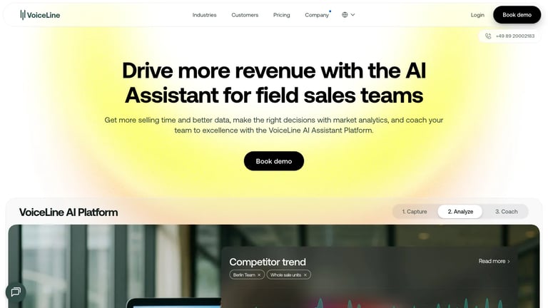 VoiceLine website homepage screenshot