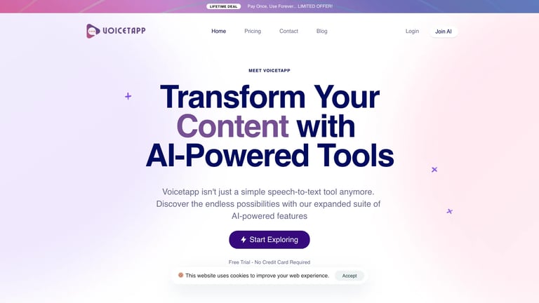 Voicetapp website homepage screenshot