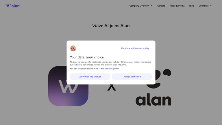 Wave AI website homepage screenshot