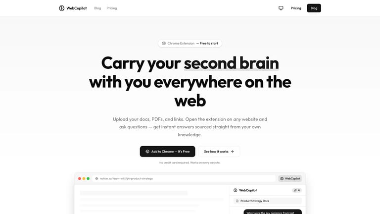 WebCopilot website homepage screenshot