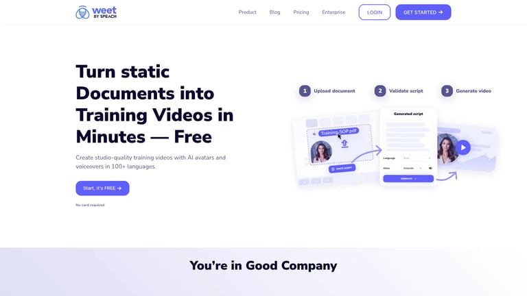 Weet website homepage screenshot