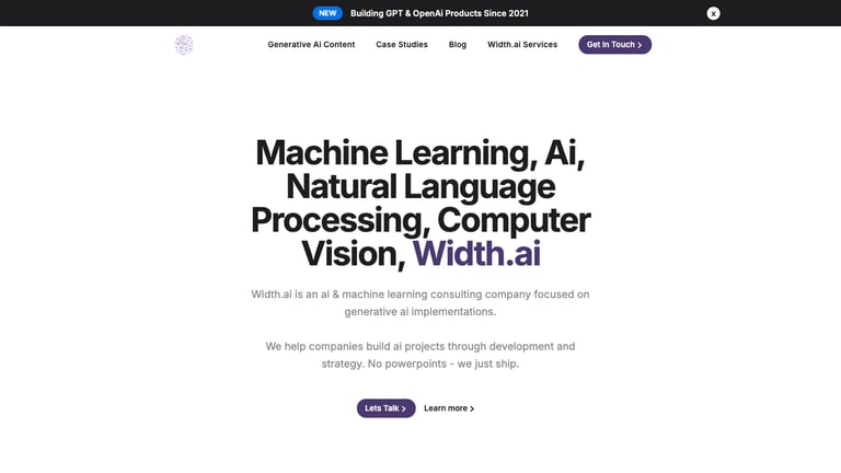 Width.ai website homepage screenshot
