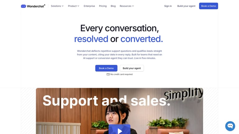 Wonderchat website homepage screenshot