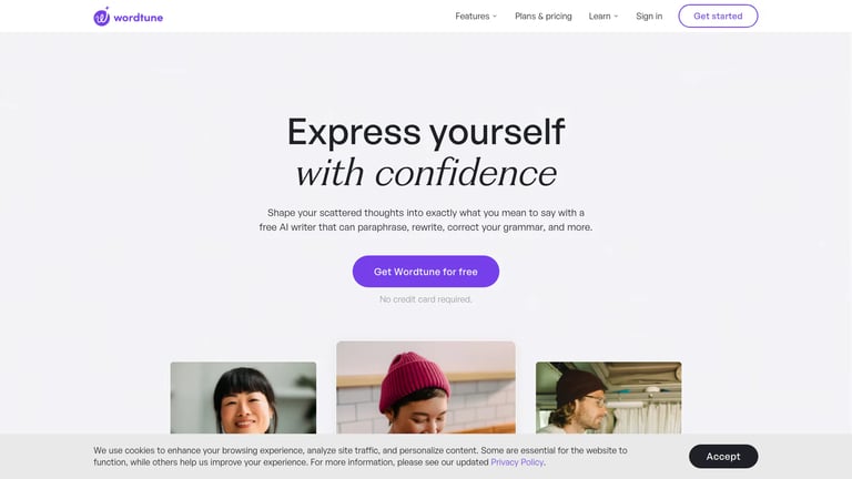 Wordtune website homepage screenshot