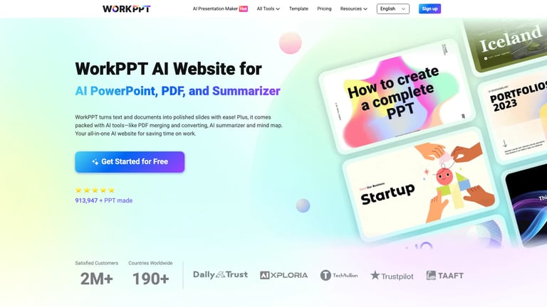 WorkPPT website homepage screenshot