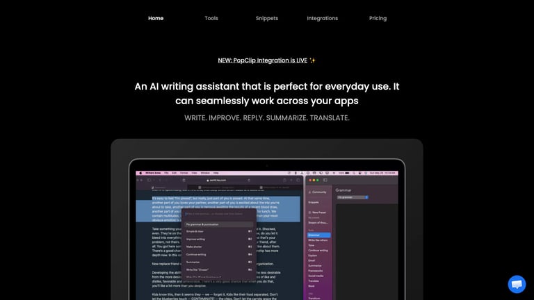 Writers brew website homepage screenshot
