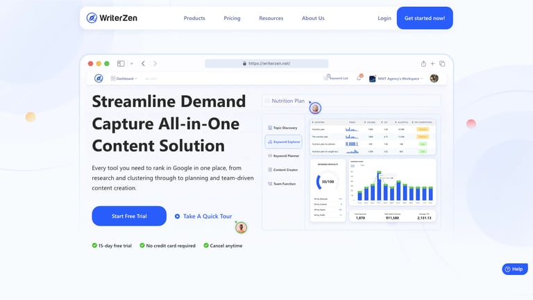 WriterZen website homepage screenshot