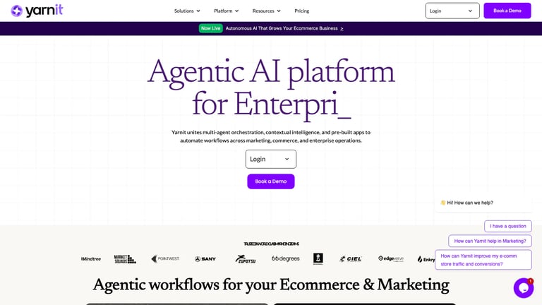 Yarnit website homepage screenshot