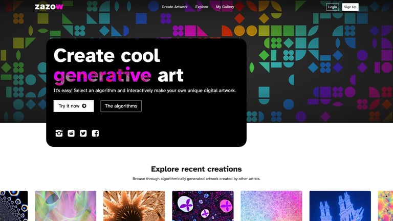 Zazow website homepage screenshot