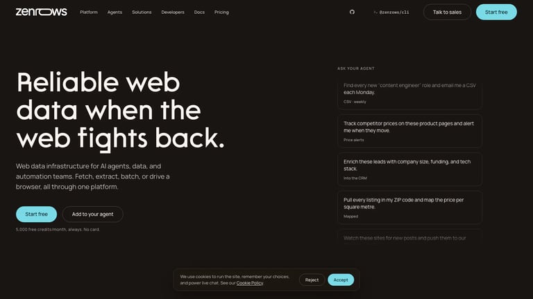 ZenRows website homepage screenshot