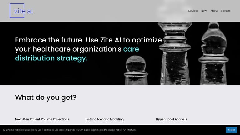 Zite AI website homepage screenshot